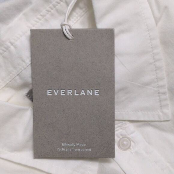 NWT EVERLANE Silky Cotton Relaxed Shirt Off-white Long Sleeve Button Down Size 8 - Picture 6 of 10